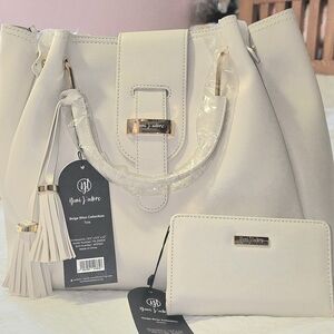 Cream Tote Bag and Wallet Set